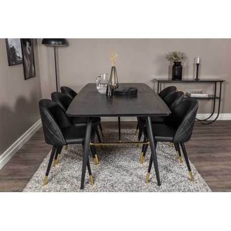 Guld Spisebordssæt - Sort og Messing