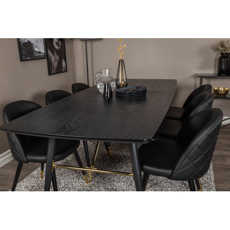 Guld Spisebordssæt - Sort og Messing