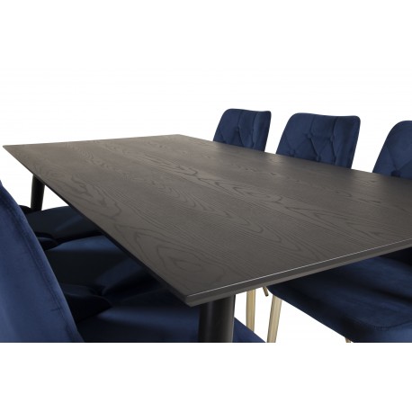 Dipp Spisebordssæt - Sort, Blå og Messing