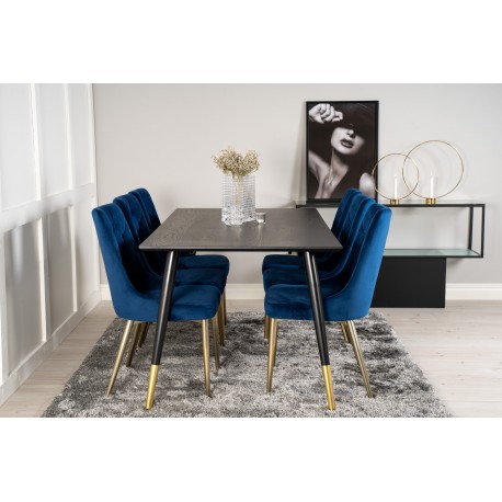 Dipp Spisebordssæt - Sort, Blå og Messing