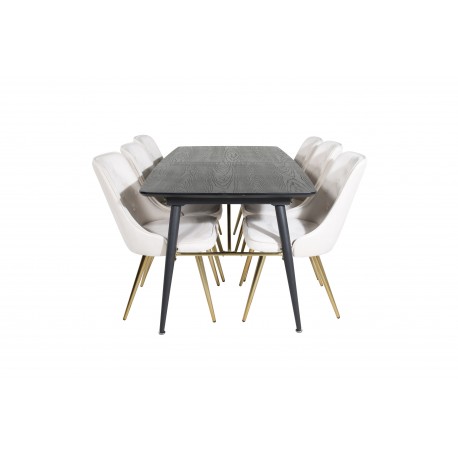 Guld Spisebordssæt - Beige, Sort og Natur