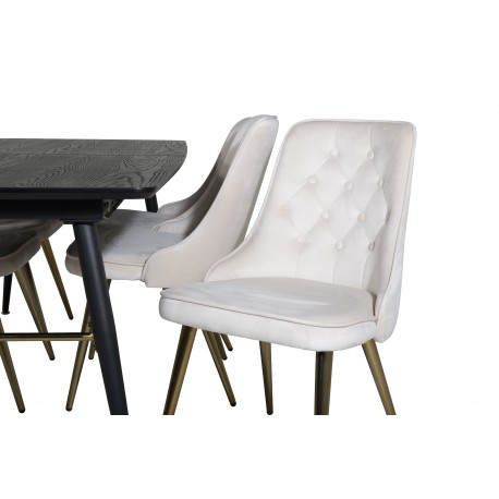 Guld Spisebordssæt - Beige, Sort og Natur