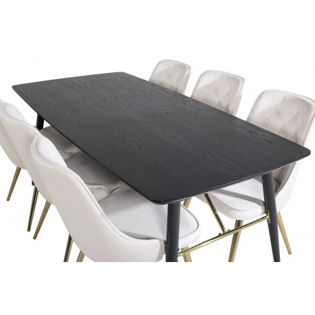 Guld Spisebordssæt - Beige, Sort og Natur