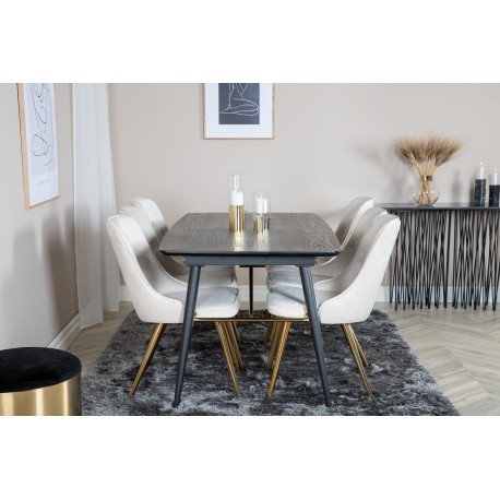 Guld Spisebordssæt - Beige, Sort og Natur
