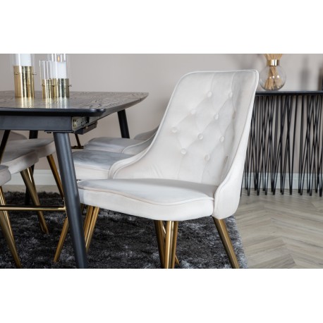 Guld Spisebordssæt - Beige, Sort og Natur