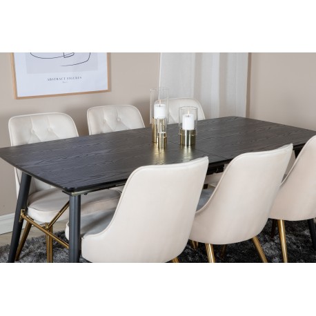 Guld Spisebordssæt - Beige, Sort og Natur