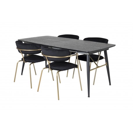 Guld Spisebordssæt - Sort og Messing