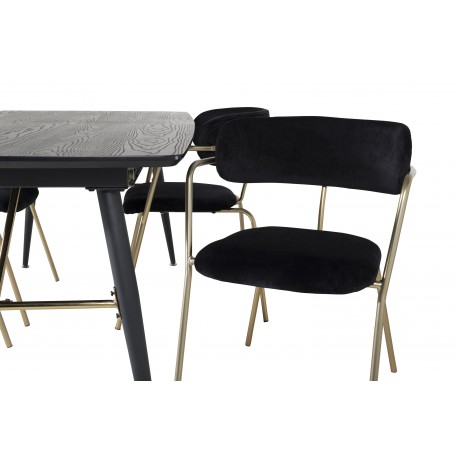 Guld Spisebordssæt - Sort og Messing