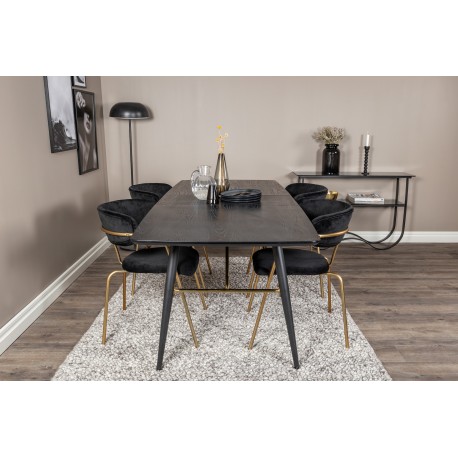 Guld Spisebordssæt - Sort og Messing