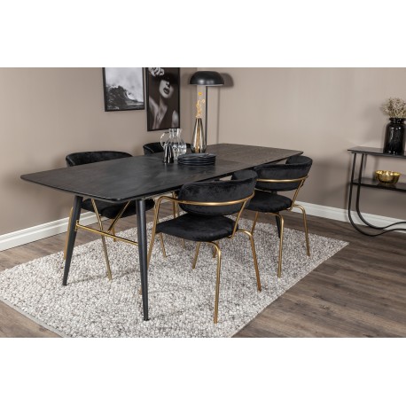 Guld Spisebordssæt - Sort og Messing