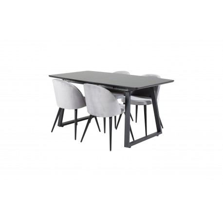 Inca Spisebordssæt - Sort og Lysegrå