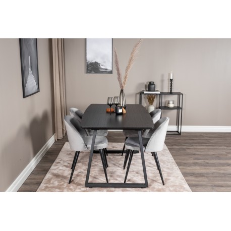 Inca Spisebordssæt - Sort og Lysegrå