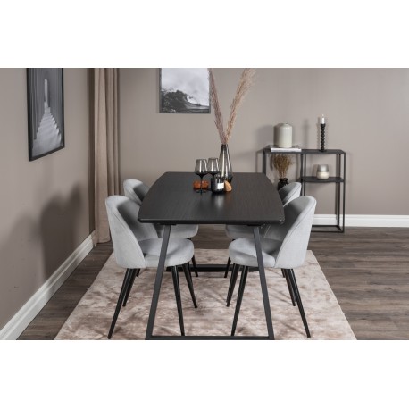 Inca Spisebordssæt - Sort og Lysegrå