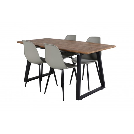 Inca t Spisebordssæt - Sort, Grå og Natur