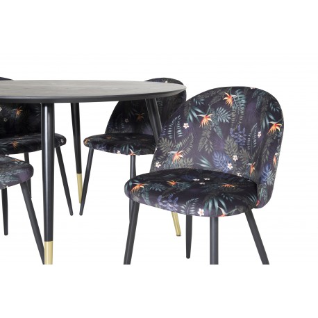 Dipp Rundt Spisebordssæt - Sort og Messing