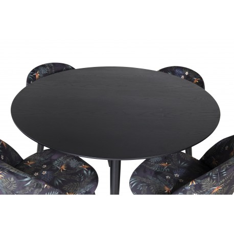 Dipp Rundt Spisebordssæt - Sort og Messing