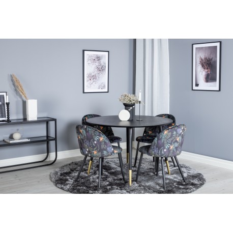 Dipp Rundt Spisebordssæt - Sort og Messing