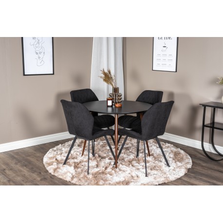 Plaza Rundt Spisebordssæt - Sort og Natur