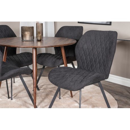 Plaza Rundt Spisebordssæt - Sort og Natur