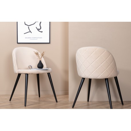 Velvet Spisebordsstol - Beige velour