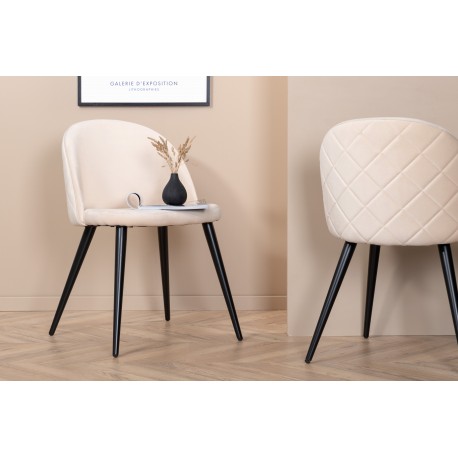 Velvet Spisebordsstol - Beige velour