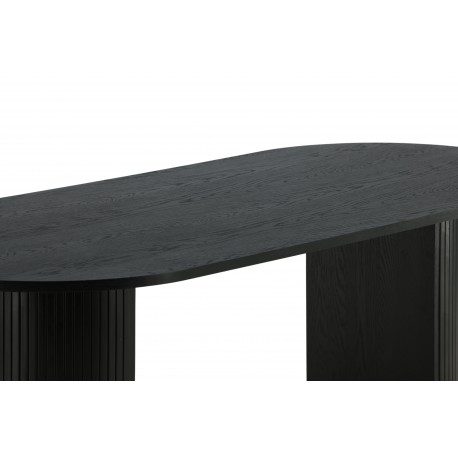 Bianca Ovalt Lamel Spisebord 200x90cm - Sort