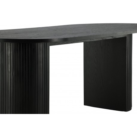 Bianca Ovalt Lamel Spisebord 200x90cm - Sort