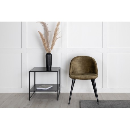 Fløjls Spisestol - Sort og Grøn