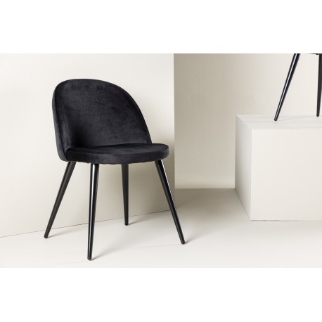 Velour Spisebordsstol - Sort