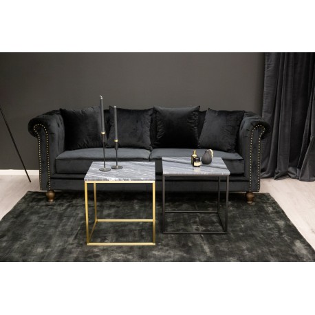 Fløjl 3 personers Sofa - Sort og Natur