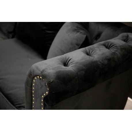 Fløjl 3 personers Sofa - Sort og Natur