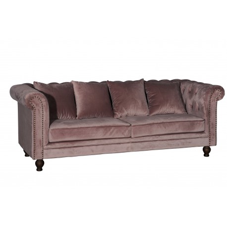 Fløjls 3 personers Sofa - Natur