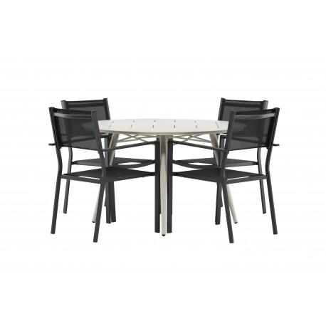 Lina Rund Loungesæt - Havemøbelsæt - Beige,Sort