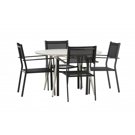 Lina Rund Loungesæt - Havemøbelsæt - Beige,Sort