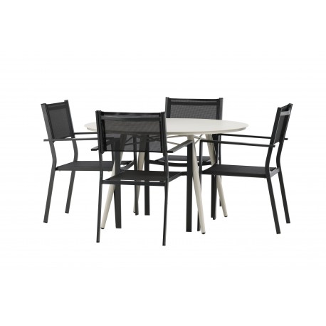 Lina Rund Loungesæt - Havemøbelsæt - Beige,Sort