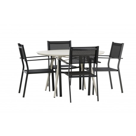 Lina Rund Loungesæt - Havemøbelsæt - Beige,Sort