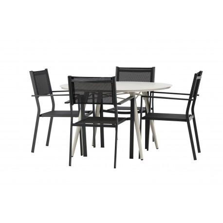 Lina Rund Loungesæt - Havemøbelsæt - Beige,Sort