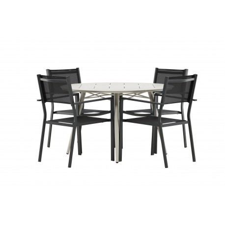 Lina Rund Loungesæt - Havemøbelsæt - Beige,Sort