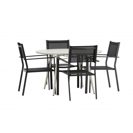 Lina Rund Loungesæt - Havemøbelsæt - Beige,Sort