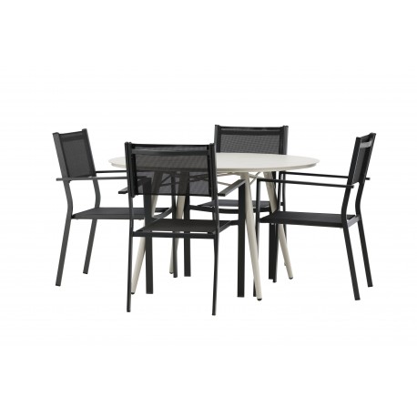 Lina Rund Loungesæt - Havemøbelsæt - Beige,Sort