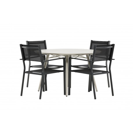 Lina Rund Loungesæt - Havemøbelsæt - Beige,Sort