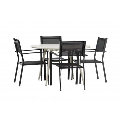 Lina Rund Loungesæt - Havemøbelsæt - Beige,Sort