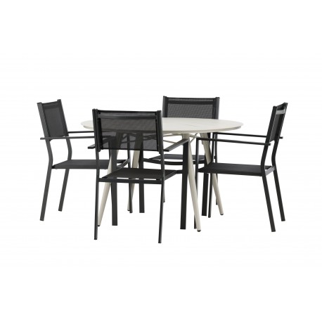 Lina Rund Loungesæt - Havemøbelsæt - Beige,Sort