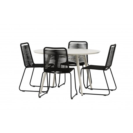 Lina Rund Loungesæt - Havemøbelsæt - Beige,Sort