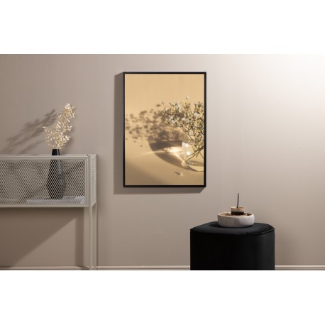 Hvide Blomster Plakat - Beige