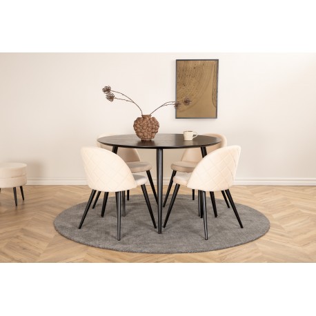 Dipp Rundt Spisebordssæt - Beige og Sort