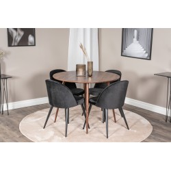 Plaza Rundt Spisebordssæt - Sort og Natur