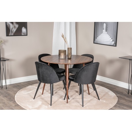 Plaza Rundt Spisebordssæt - Sort og Natur