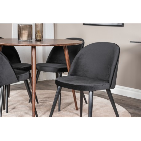 Plaza Rundt Spisebordssæt - Sort og Natur