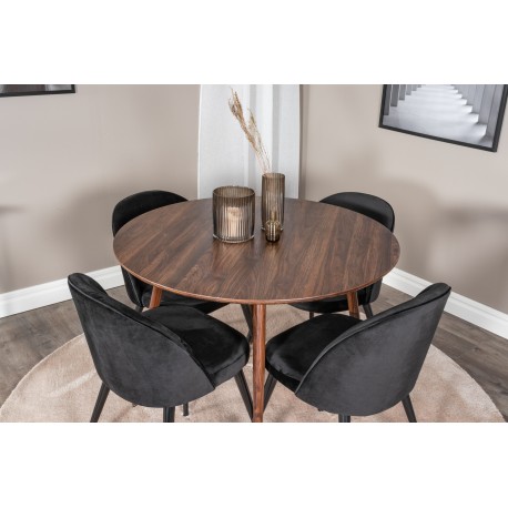 Plaza Rundt Spisebordssæt - Sort og Natur